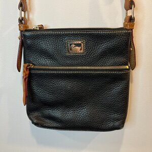Dooney & Bourke Black Pebbled Leather Letter Carrier Bag
